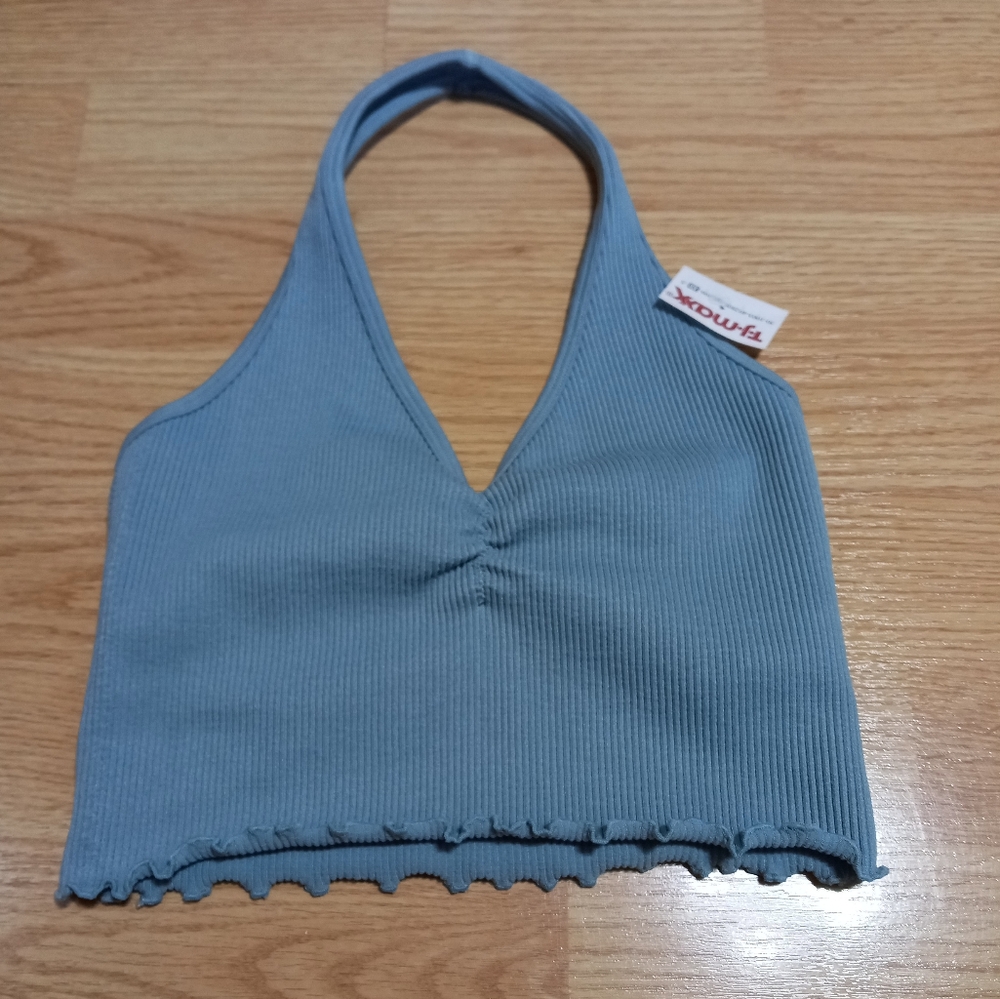 Gilly Hicks Blue Halter Crop Tank Top